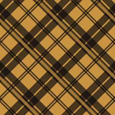 Kahverengi ekose kareli İskoç kumaş doku tartan seamless modeli kontrol edin. Vektör çizim.