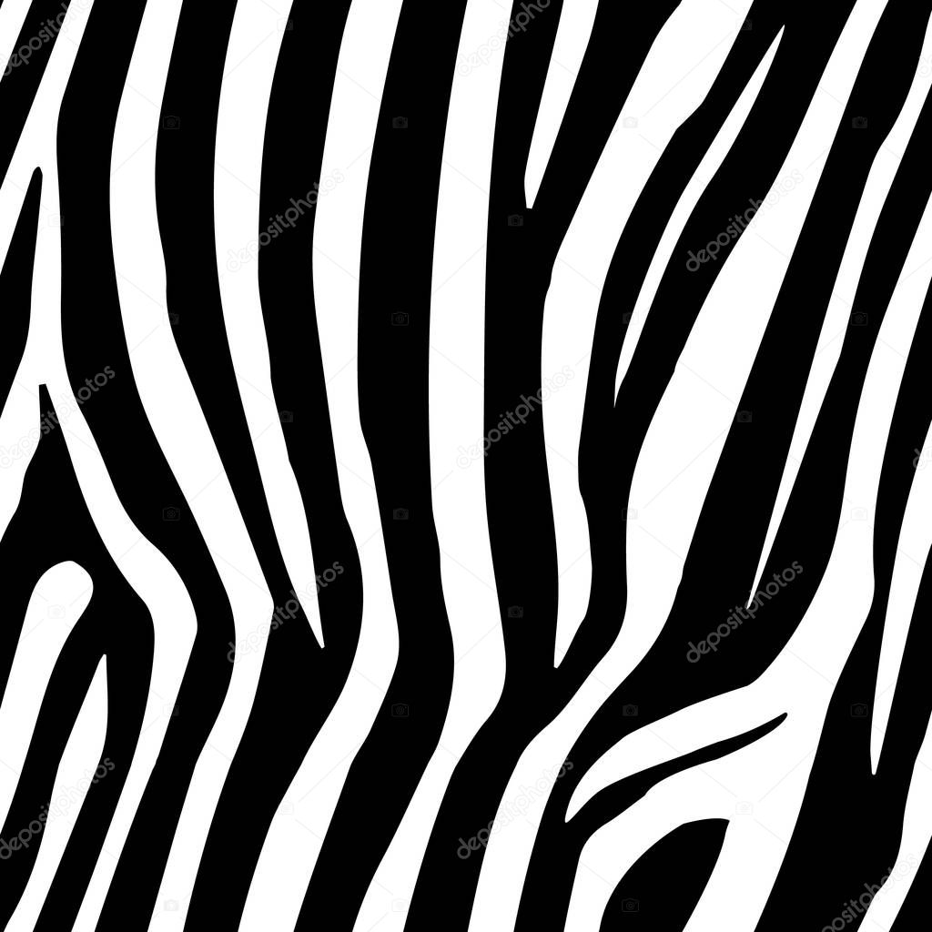 Zebra Stripes Seamless Pattern. Zebra print, animal skin, tiger stripes, abstract pattern, line background, fabric. Amazing hand drawn vector illustration.Poster, banner. Black and white artwork eps10