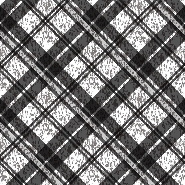 Чорно Біла Текстура Тканини Перевіряє Безшовний Візерунок Тартаном Векторні Ілюстрації — стоковий вектор
