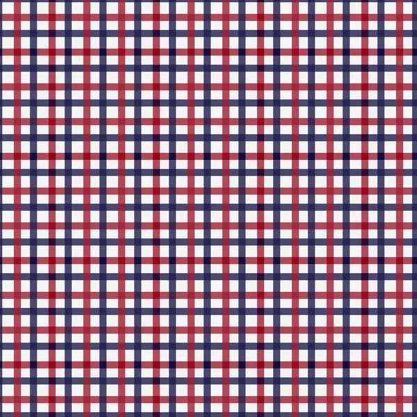 Seamless tartan plaid vector pattern. Twill texture in stripes of dark red, bright red blue on white background. Classic check print design for bedding ensembles sets,retro vintage clothing. eps10 — Stock Vector