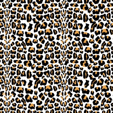 Vektör leopar kürk doku ile seamless modeli. Tekstil tasarımı, ambalaj kağıdı, duvar kağıdı veya scrapbooking için yinelenen leopar kürk arka plan. eps10