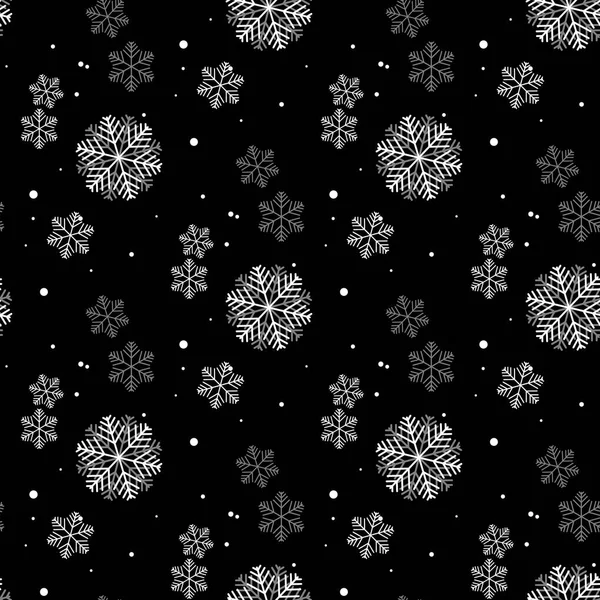スノーフレークシンプルなシームレスパターン。抽象的な壁紙、ラッピング装飾。冬のシンボル、メリークリスマス休暇、新年のお祝いベクトルイラスト. — ストックベクタ