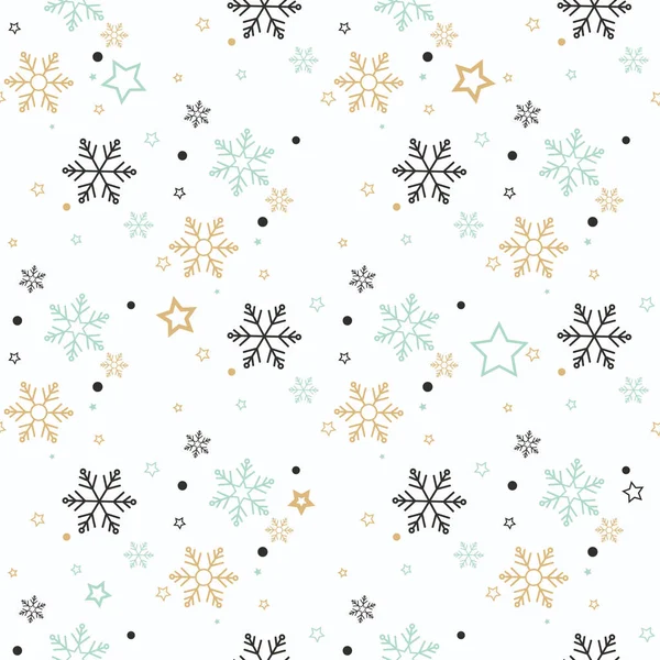 雪花无缝图案 蓝色背景下的雪 抽象墙纸 包装装饰 象征冬天 圣诞快乐 新年快乐 矢量插画 Eps10 — 图库矢量图片