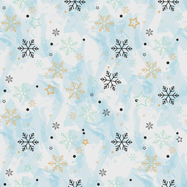 Snowflake Padrão Sem Costura Neve Fundo Azul Papel Parede Abstrato —  Vetores de Stock