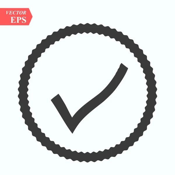 Marca de verificação de onda preta ou ícone de carrapato em um círculo isolado no fundo branco —  Vetores de Stock