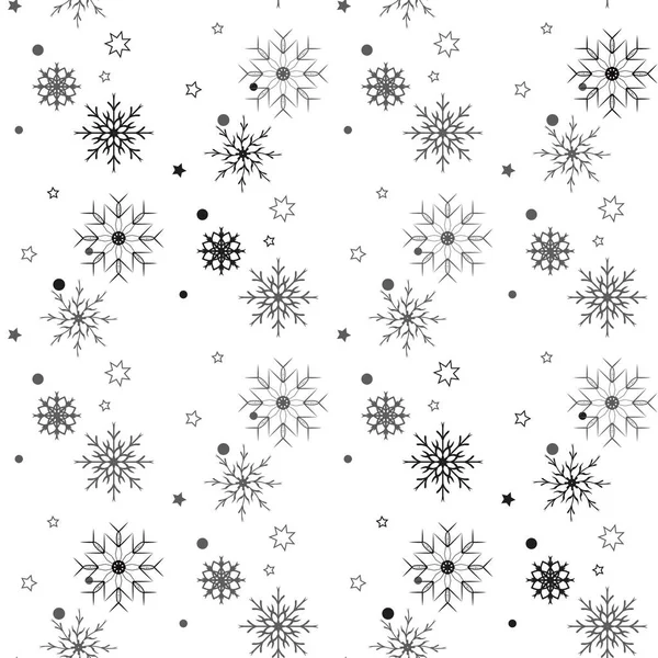 圣诞节 新年无缝图案 雪花线插图 冬季假期 寒冷季节降雪的矢量图标 庆祝党黑白色重覆的背景 Eps10 — 图库矢量图片