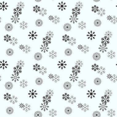Kar tanesi basit seamless modeli. Siyah beyaz arka plan üzerinde kar. Soyut duvar kağıdı, dekorasyon sarma. Kış, neşeli Noel tatil mutlu yeni yıl kutlama vektör çizim eps sembolü