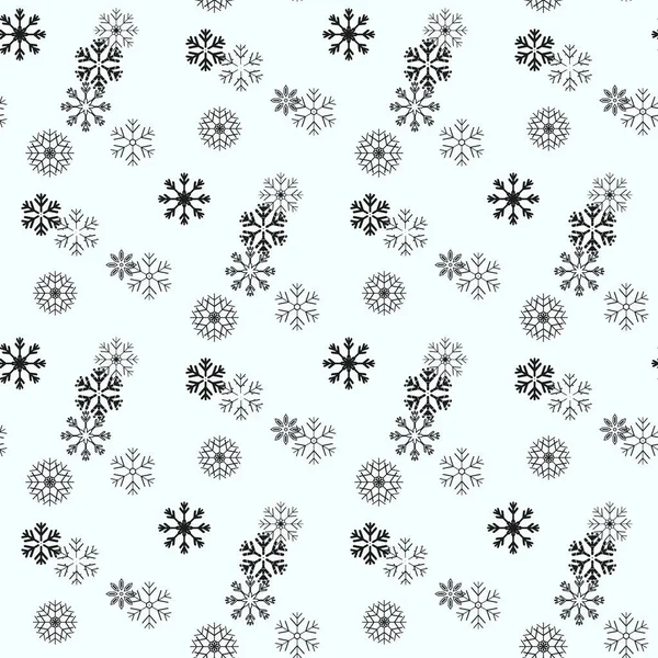 Schneeflocke Einfaches Nahtloses Muster Schwarzer Schnee Auf Weißem Hintergrund Abstrakte — Stockvektor