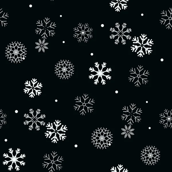 White Snowflake Black Simple Seamless Pattern Abstract Wallpaper Wrapping Decoration — Stock Vector