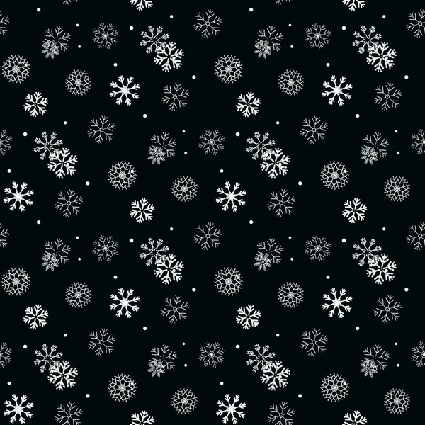 Copo Nieve Blanco Negro Patrón Simple Sin Costuras Papel Pintado — Vector de stock