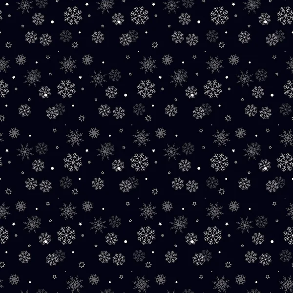 Kar tanesi basit seamless modeli. Siyah beyaz arka plan üzerinde kar. Soyut duvar kağıdı, dekorasyon sarma. Kış, neşeli Noel tatili, mutlu yeni yıl kutlama vektör eps10 sembolü — Stok Vektör