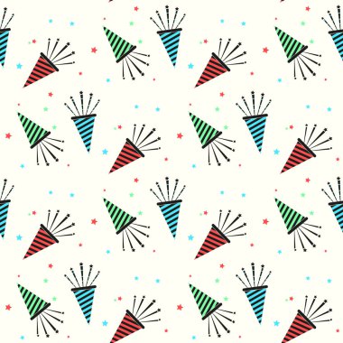 Noel ve yeni yıl s trompet sorunsuz. desen renkli parti boynuzları vektör.