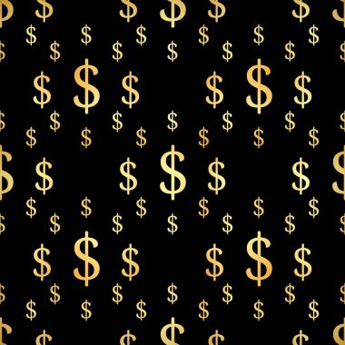 Altın dolar seamless modeli. Vektör çizim.