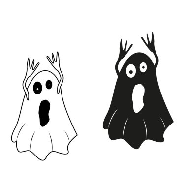 Hayalet simgesi. Cadılar Bayramınız Kutlu Olsun. Cadılar Bayramı korkutucu hayalet izole