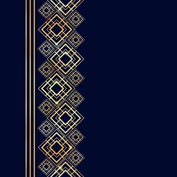 Golden Frame Luxury Style Seamless Border Design Black Gold Background — Stock Vector