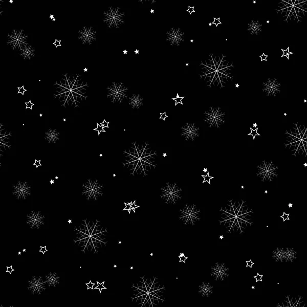 Snowflake Simple Seamless Pattern Black Abstract Wallpaper Wrapping Decoration Symbol — Stock Vector