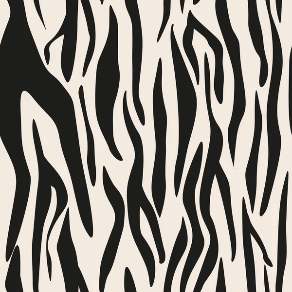 Sömlös zebra hud mönster. Tapeter med svarta ränder på vit bakgrund. Zebra ränder jakt kamouflage. Vektorillustration. — Stock vektor