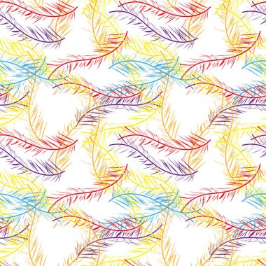 Pastel renkli kesintisiz tüy desen. Sorunsuz arka plan kuş tüyleri ile. Yinelenen doku.