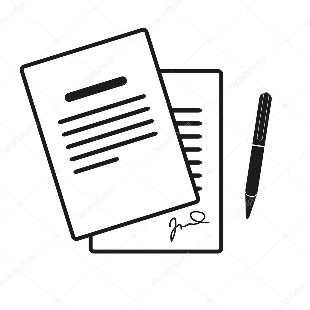 The contract icon. Agreement and signature, pact, accord, convention symbol. Flat Vector illustration eps10