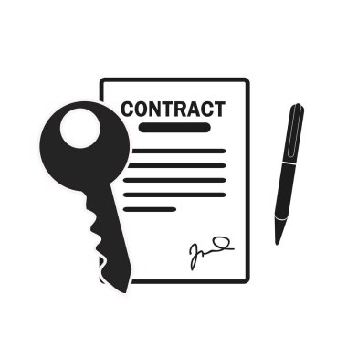 Loan application approved with car key and pen for sign signature concept on blue background graphic illustration eps10