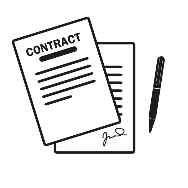 Icona Del Contratto Accordo Firma Patto Accordo Convenzione Simbolo Illustrazione — Vettoriale Stock
