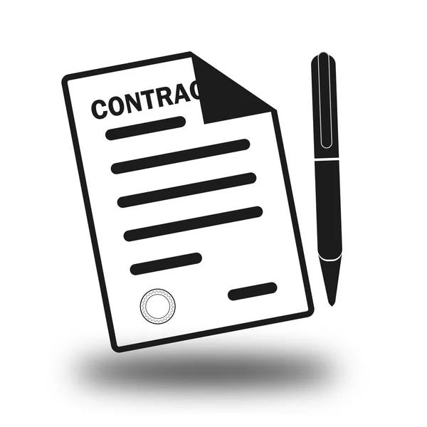 Firma Del Icono Del Contrato Informe Carta Testamento Concepto Del — Vector de stock