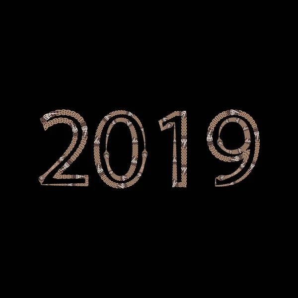 Number 2019 with snake style, welcoming the New Year eps10