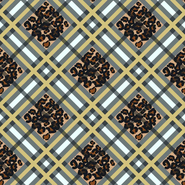 İskoç beyaz tartan grunge seamless modeli leopard Spotlar eps10 ile