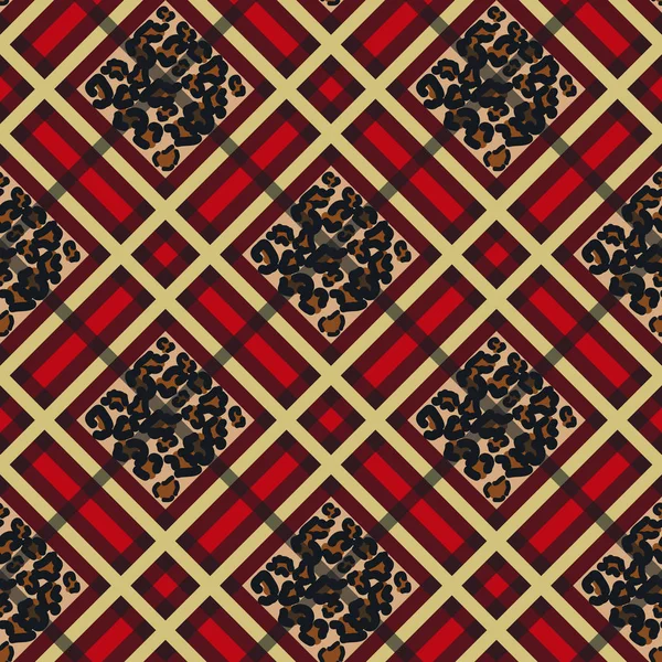 Motif Écossais Grunge Tartan Rouge Sans Couture Avec Des Taches — Image vectorielle