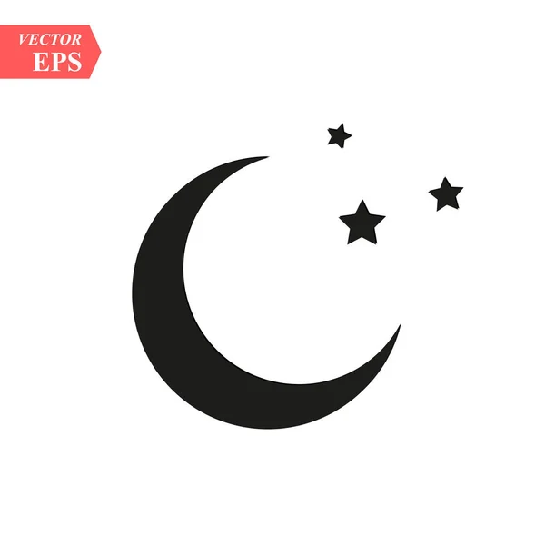 Moon Stars Icon Flat Vector Illustration Black White Background Eps10 — Stock Vector