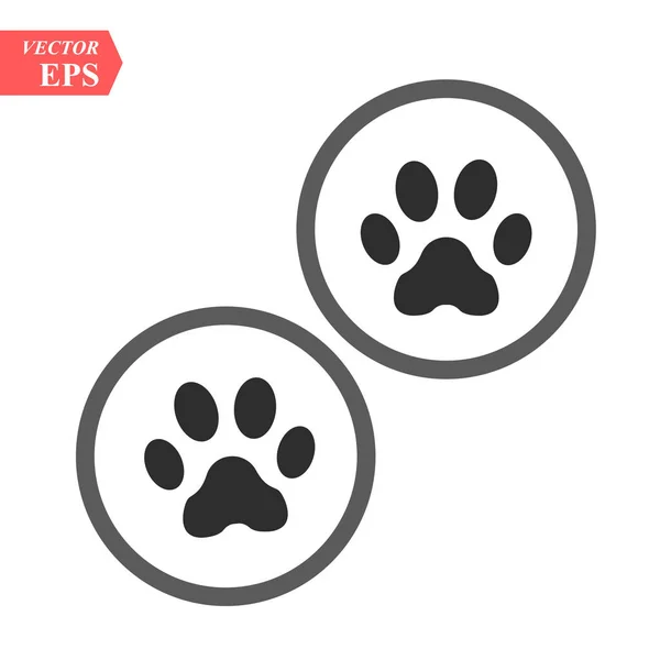 Paw logo of cat or dog animal pet. Vector paw footprint in circle icon - Vector illustration eps10