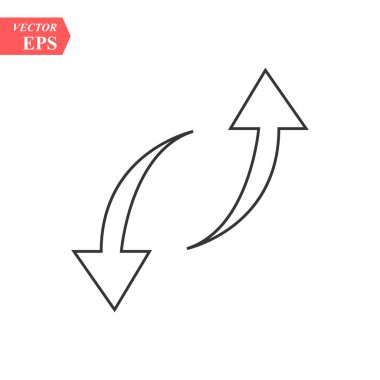 Oklar ince çizgi düz renk simgesi yenileyin. Doğrusal vektör çizim. Beyaz arka plan üzerinde izole piktogram. Renkli uzun gölge design.eps 10.