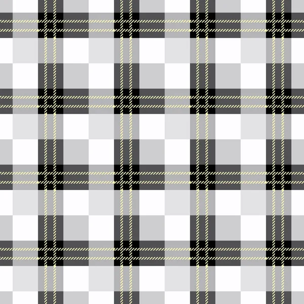 Tartan Patroon Schotse Traditionele Stof Naadloze Vector Wit Zwarte Achtergrond — Stockvector