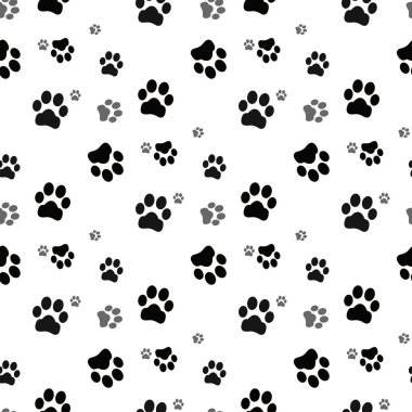 Köpek pençe sorunsuz. Kedi pençe pençe köpek yavru kedi vektör Dikişsiz desen duvar kağıdı arka plan
