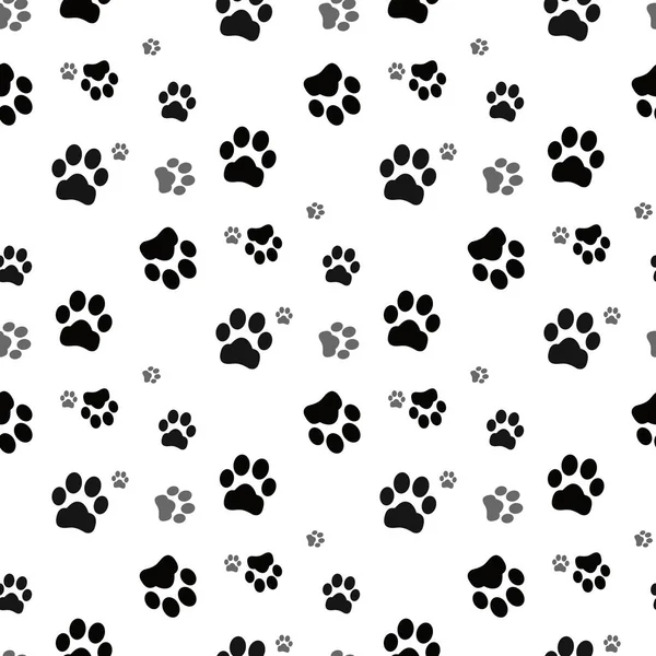 Dog paw seamless.Cat Paw Dog Paw kitten vector Seamless Pattern wallpaper background — Stock Vector