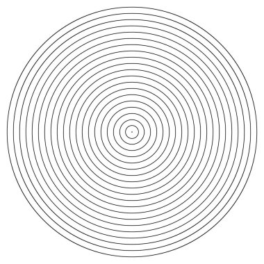 Eşmerkezli daire elemanı. Siyah ve beyaz renkli yüzük. Ses dalgası için soyut vektör illüstrasyonuName.