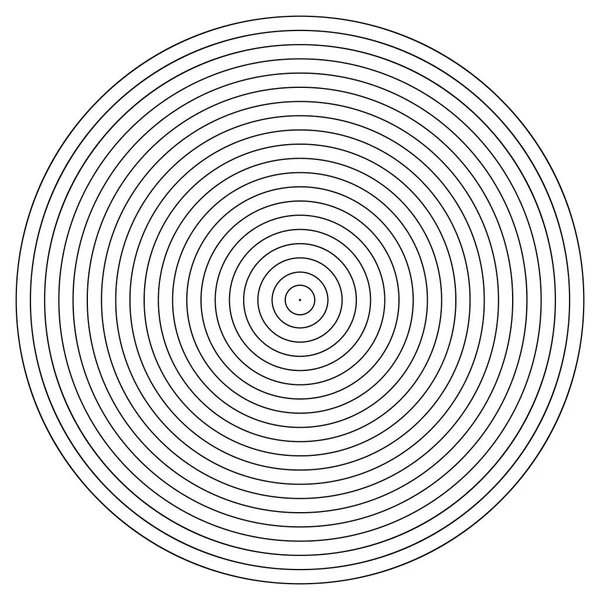 Elemento círculo concéntrico. Anillo de color blanco y negro. Ilustración abstracta del vector para la onda sonora, gráfica monocromática. — Vector de stock