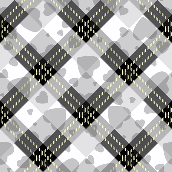 Tartan diagonal blanc noir à carreaux avec motif sans couture à carreaux. Illustration vectorielle . — Image vectorielle
