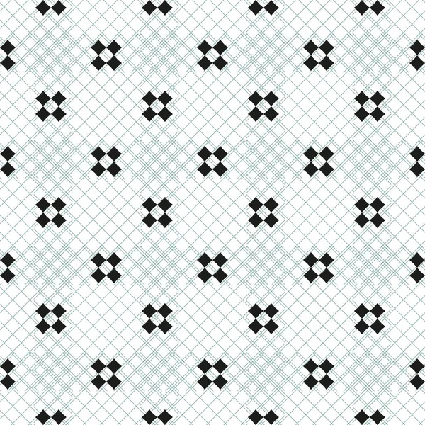 Vektor minimalista geometriai zökkenőmentes minta kis keresztek, négyzetek. Egyszerű, minimális fekete-fehér textúra. Pixel art háttér. Ismétlődő tervezés, dekor Fóliázás, fekete-fehér — Stock Vector