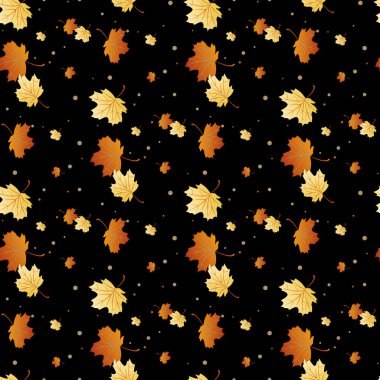 Turuncu ve sarı sonbahar yaprakları, doğal zemin eps10 ile vektör seamless modeli