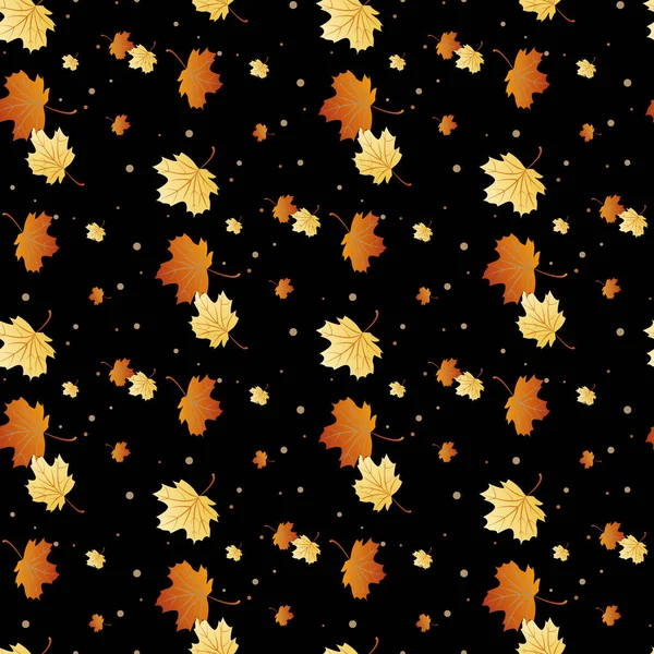 Vector sömlösa mönster med orange och gula höstlöv, naturlig bakgrund eps10 — Stock vektor
