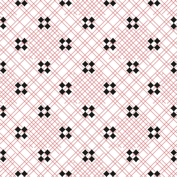 Vektor minimalistické geometrický vzor bezešvé s malým kříže, čtverečky. Jednoduché minimální černobílé textury. Pixel umění pozadí. Monochromatický opakovaný návrh pro výzdobu, obtékání eps10 — Stockový vektor
