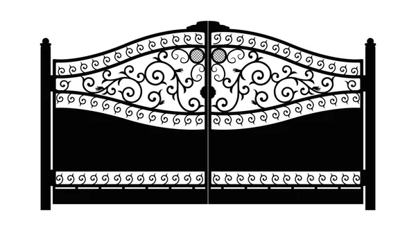 Forged gate. Architecture detail. Black forged gate with decorative lattice isolated on white background. Vector EPS10 — Stock Illustration Forged gate. Architecture detail. Black forged gate with decorative lattice isolated on white background. Vector EPS10 Vector Graphics