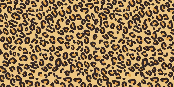 Luipaard patroon. Naadloze vector afdrukken. Realistische dierlijke textuur. Zwarte en gele vlekken op een beige achtergrond. Abstracte herhalend patroon - leopard huid imitatie kan worden geschilderd op kleding of stof. — Stockvector