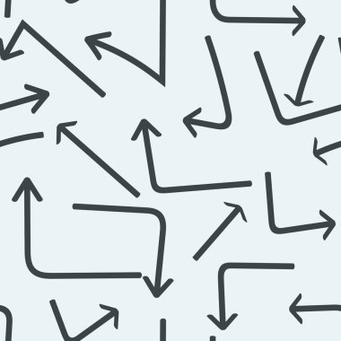 El çizilmiş oklar beyaz arka planda Dikişsiz desen. Yaratıcı soyut arka plan. Vektör Illustration. eps10