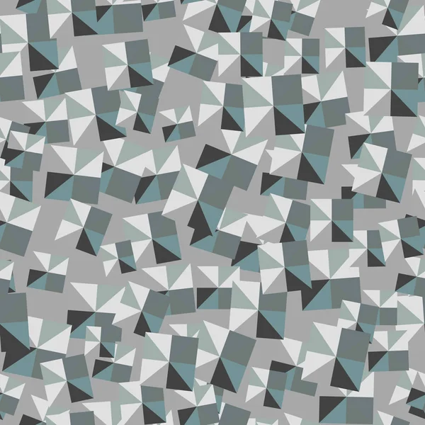 Nahtlose graue schwarz-weiße abstrakte Muster. geometrischer Druck, der aus Dreiecken und Polygonen besteht. Hintergrund. — Stockvektor