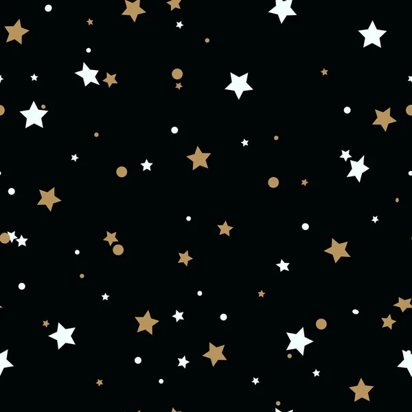 Fundo festivo bonito com estrelas em queda de ouro. Férias padrão sem costura. Ornamento para papel de embrulho de presente, tecido, roupas, têxteis, texturas de superfície, scrapbook. Estrela de Natal. Eps10 — Vetor de Stock