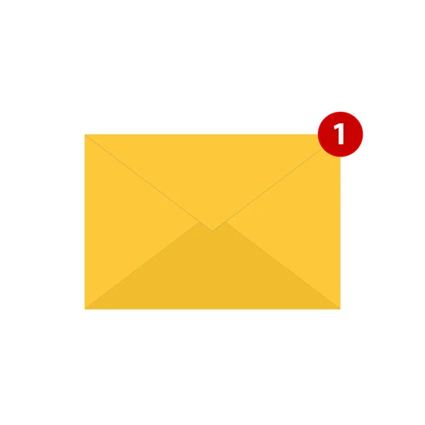Symbol uzavřeného e-mailu s jednou zprávou. Vektorová ilustrace ikony pošty izolované na bílém pozadí. — Stockový vektor