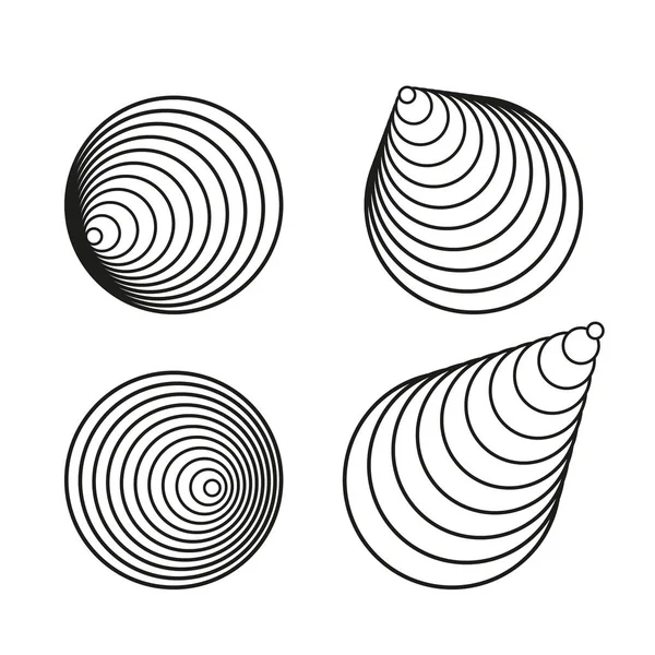 Nero cerchio vettoriale spirale elementi di design creativo collezione — Vettoriale Stock