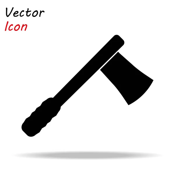 Icono de hacha plana. Ilustración símbolo de signo vectorial aislado. Hacha de madera negra sobre fondo blanco — Vector de stock